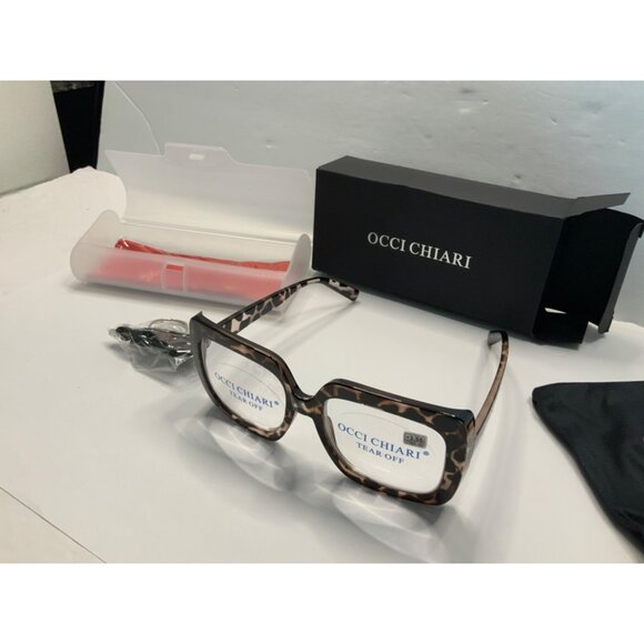 Occi Chiari Tear Off Reading Glasses +3.50 Strength Leopard Print Square Frames - Picture 5 of 10